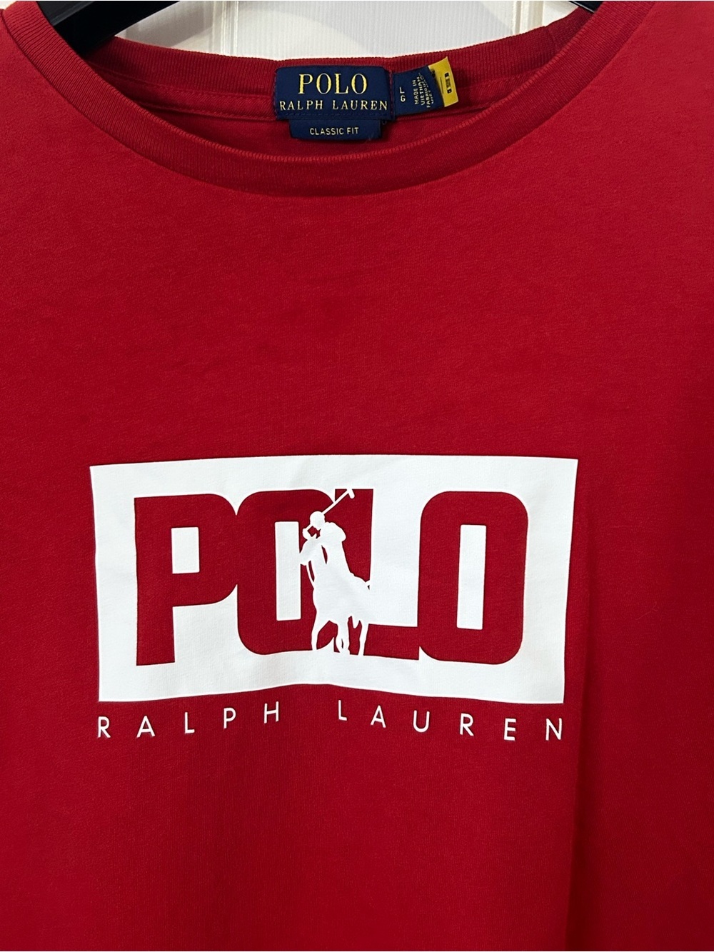Polo Ralph Lauren Box Logo Red Classic Fit Cotton T Shirt Men’s Large - Picture 4 of 7